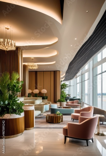 luxurious airport lounge featuring elegant amenities serene atmosphere relaxation comfort, luxury, seating, decor, style, lighting, refreshments, service