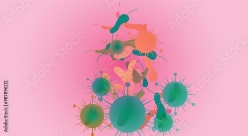 Coronavirus 2019-nCoV. Coronavirus 2019-nCoV outbreak. Virus cells on colorful background.