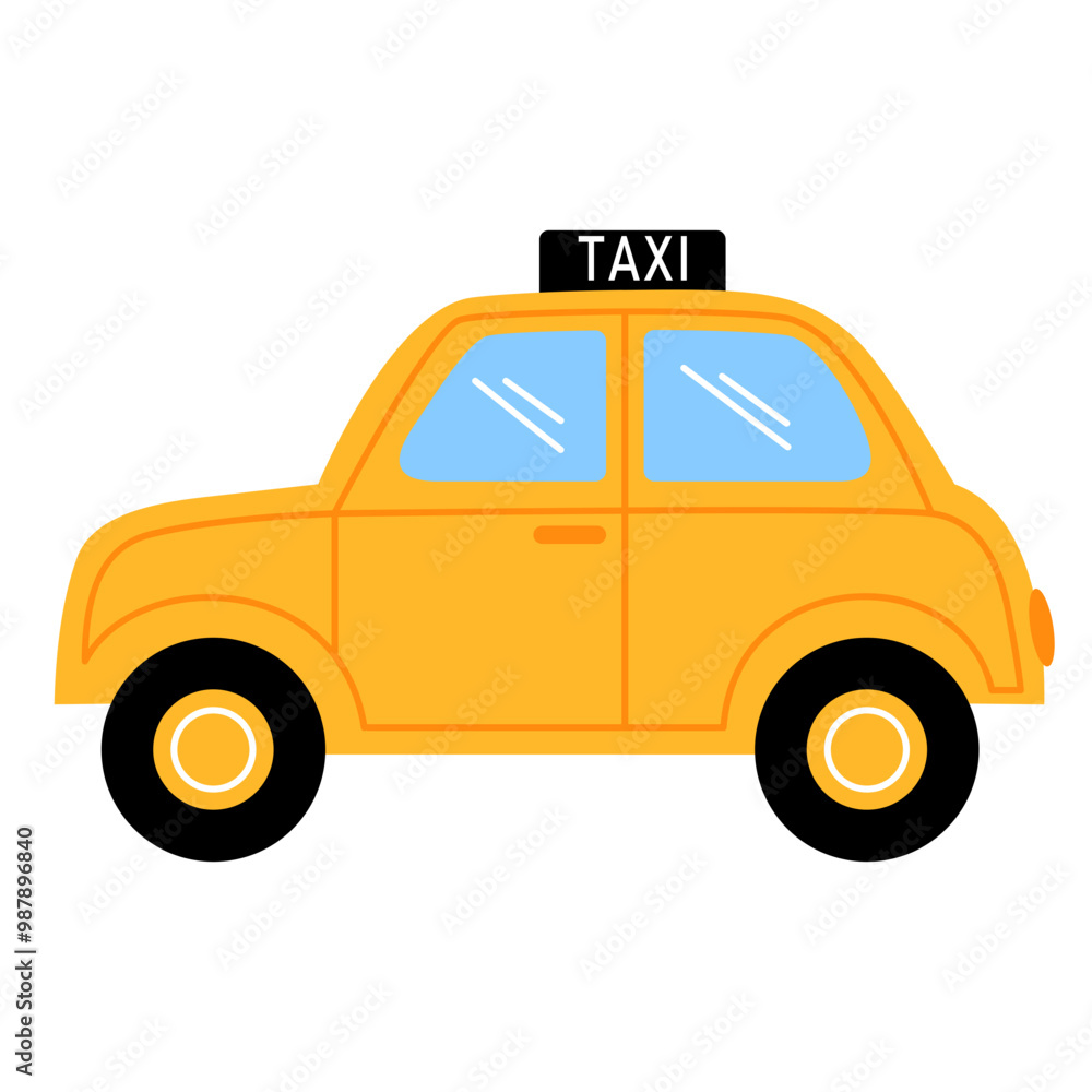 Fototapeta premium yellow mini taxi car illustration
