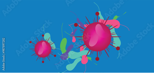 Coronavirus 2019-nCoV. Coronavirus 2019-nCoV outbreak. Virus cells on colorful background.