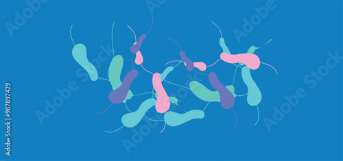 Coronavirus 2019-nCoV. Coronavirus 2019-nCoV outbreak. Virus cells on colorful background.