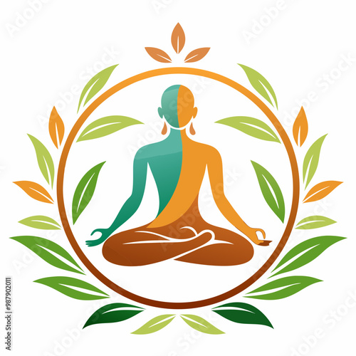 Wallpaper Mural Meditation Logo Illustration, White Background, Wellness and Mindfulness Concept Vector Art Torontodigital.ca