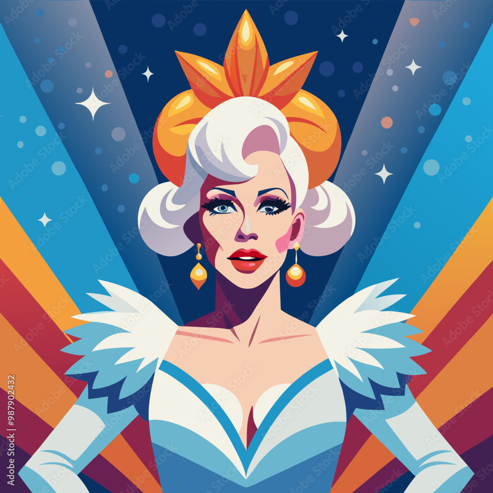 Drag Queen, LGBTQ+ Pride and Entertainment Concept Vector Art Drag Queen, LGBTQ+ Pride and Entertainment Concept Vector Art