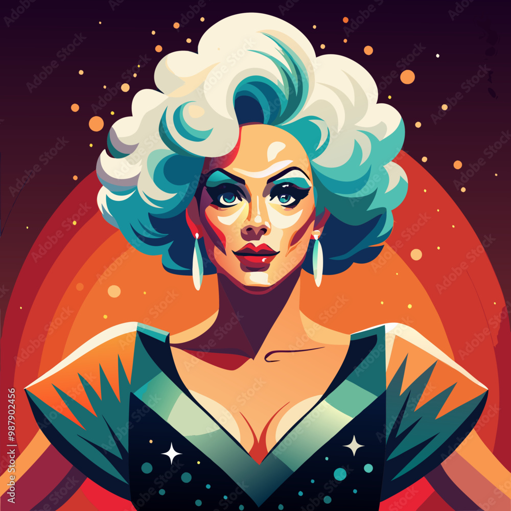 Fototapeta premium Drag Queen, LGBTQ+ Pride and Entertainment Concept Vector Art