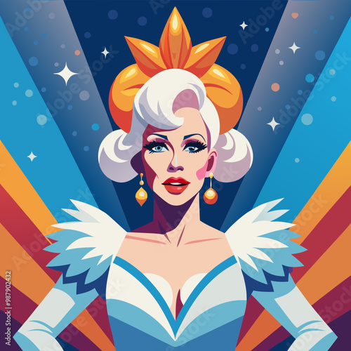 Drag Queen, LGBTQ+ Pride and Entertainment Concept Vector Art