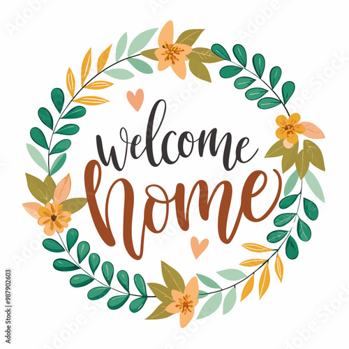 Colorful Welcome Home Vector Illustration	