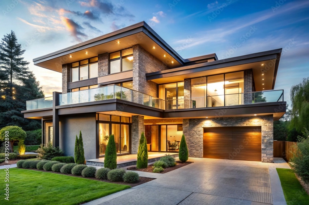 Luxurious Modern House Exterior with Minimalist Design and Large Outdoor Entertainment Area Luxurious Modern House Exterior with Minimalist Design and Large Outdoor Entertainment Area