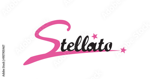 jewelry store logo, underlined text, stars, white background, red to black. vector illustration in flat style.