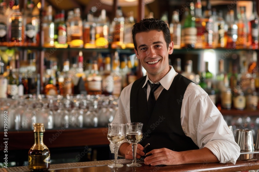 Bartender Serving Drinks at a Café Bartender Serving Drinks at a Café