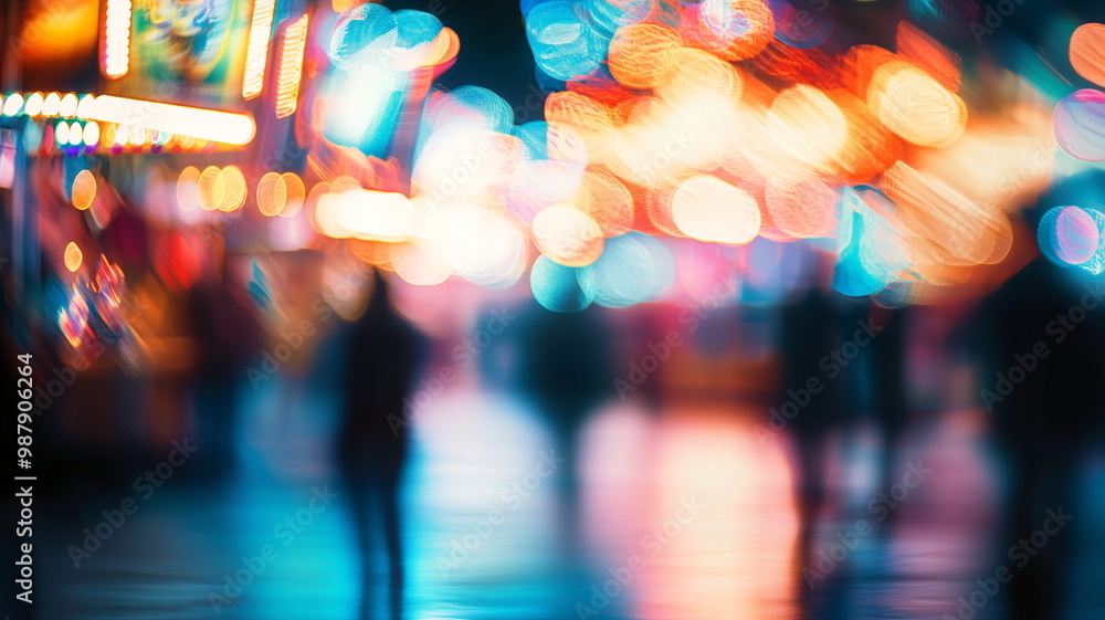 Colorful abstract blurred carnival scene with glowing lights and soft focus creating a vibrant atmosphere Colorful abstract blurred carnival scene with glowing lights and soft focus creating a vibrant atmosphere