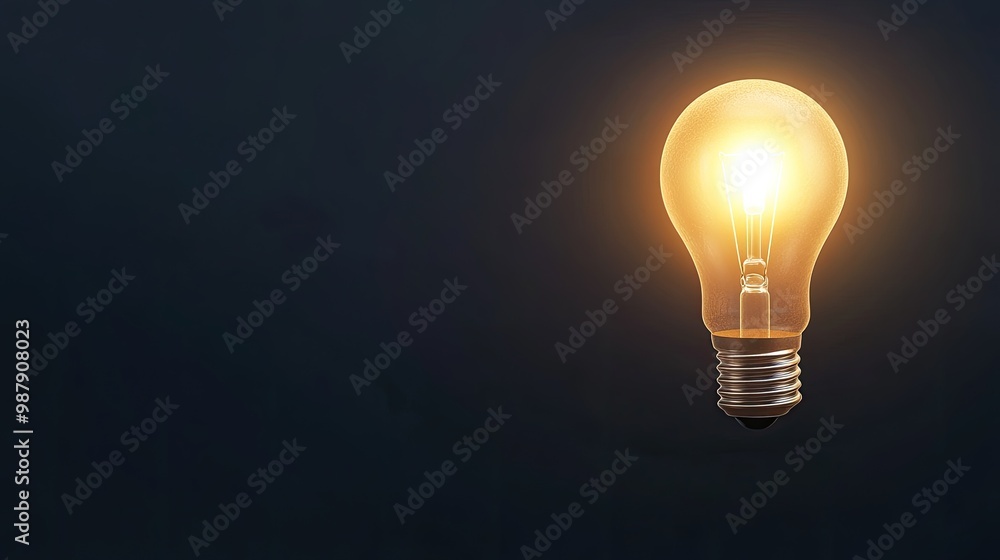 A warm, glowing light bulb illuminates a dark background, representing inspiration and innovative thinking, captured in a hyperrealistic style using a precise camera setup A warm, glowing light bulb illuminates a dark background, representing inspiration and innovative thinking, captured in a hyperrealistic style using a precise camera setup