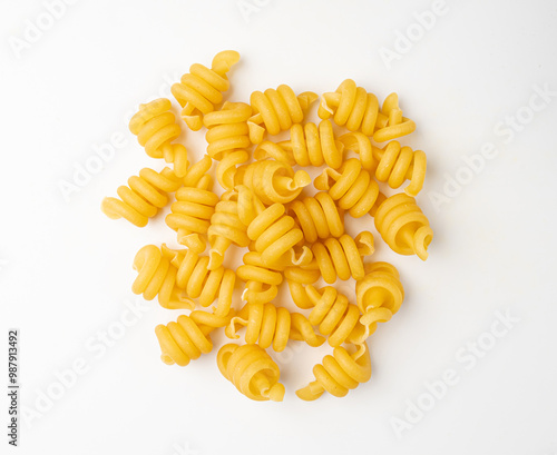 Raw Trottole Pasta, Dry Vesuvio Macaroni, Italian funghetto, Raw Noodle photo