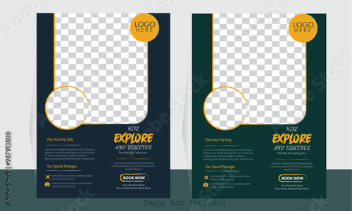 Travel A4 flyer design vector premium design. Print ready and organized layer flyer.