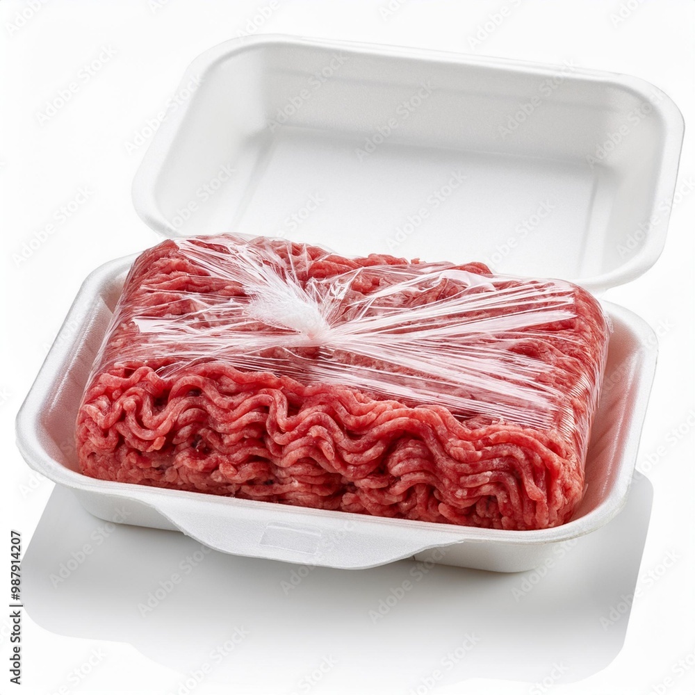 red meat mince in a plastic foam refrigerator bag red meat mince in a plastic foam refrigerator bag