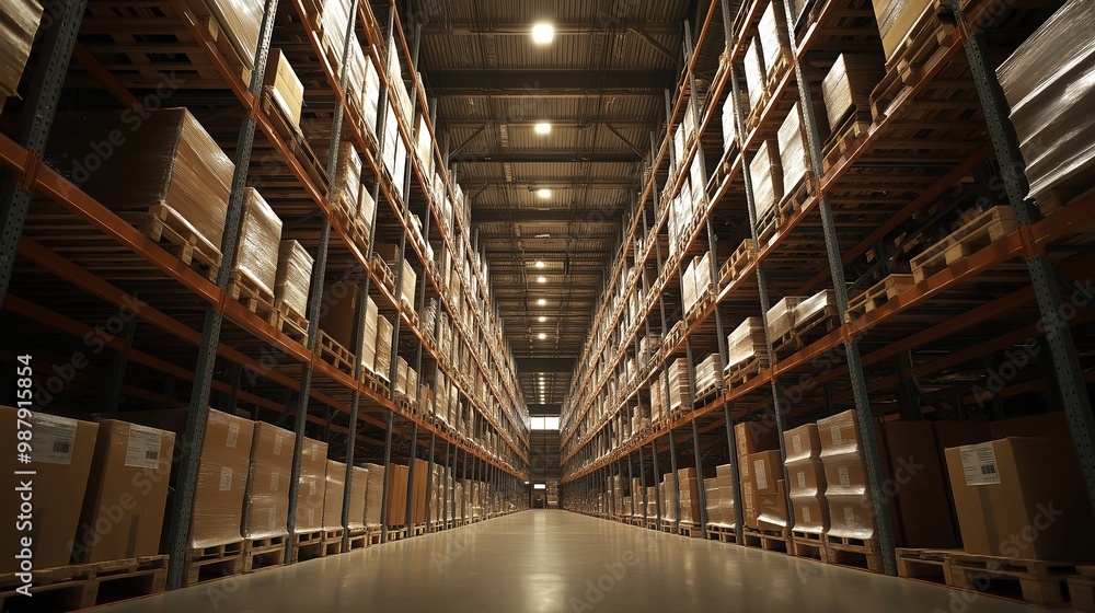 Warehouse with high shelves Warehouse with high shelves