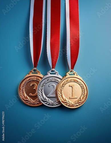 金メダル、銀メダル、銅メダル（Gold, silver and bronze medals.） 