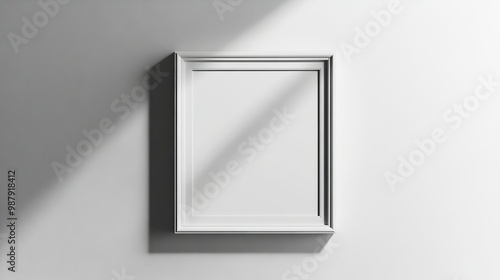 A minimalistic white square floater frame mockup with empty space designed for art presentation