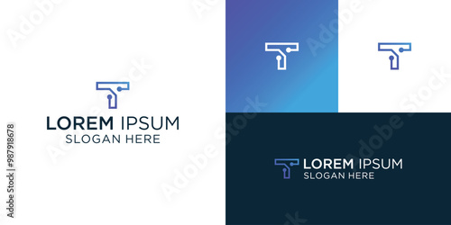 letter logo T technology design vector