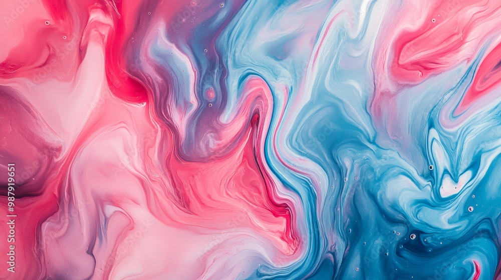An abstract fluid art composition blending vibrant swirls of pink, red, and blue, ideal for dynamic and creative backgrounds An abstract fluid art composition blending vibrant swirls of pink, red, and blue, ideal for dynamic and creative backgrounds