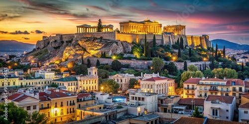 Fototapeta Naklejka Na Ścianę i Meble -  Stunning views of ancient architecture and vibrant streets in Athens, Greece, showcasing rich history