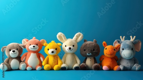 Plush Animals in a Colorful Display