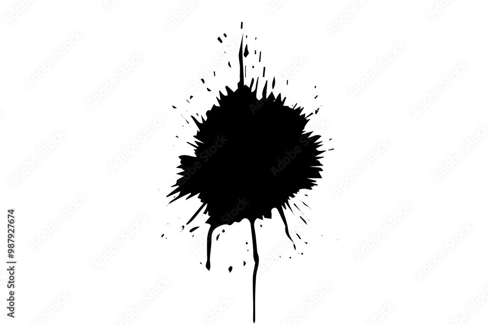 Stock Photo: Vector Ink Drop - Round, Ragged Inkblot Spreading Slowly from the Center Stock Photo: Vector Ink Drop - Round, Ragged Inkblot Spreading Slowly from the Center