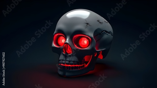 Glowing red eyes create an impactful look for cartoon skull image photo