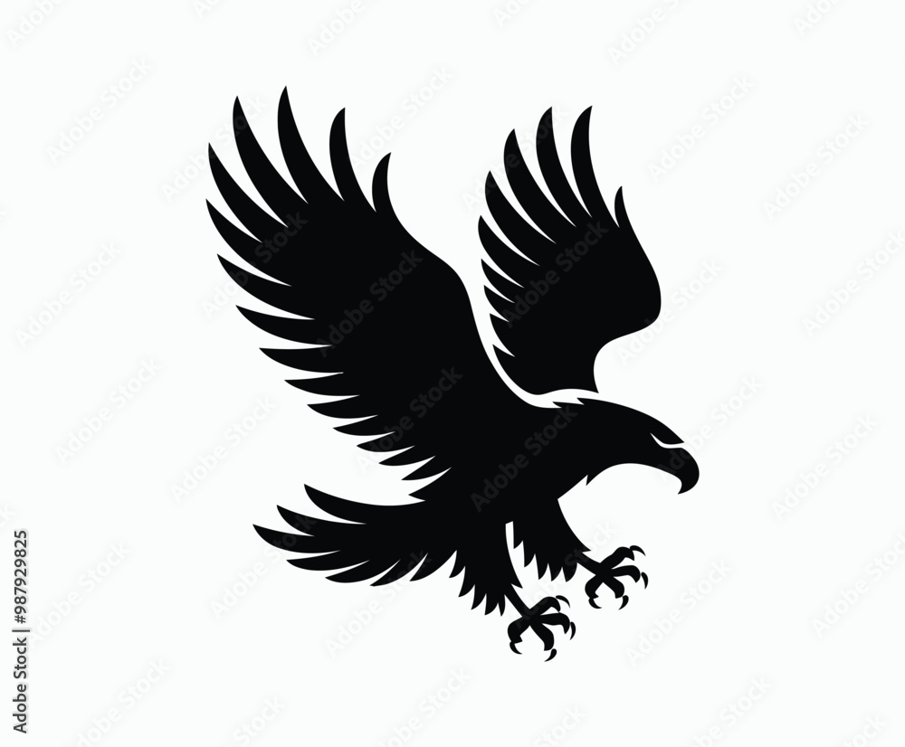Obraz premium Bald eagle silhouette EPS vector isolated illustration and icon template on a white background