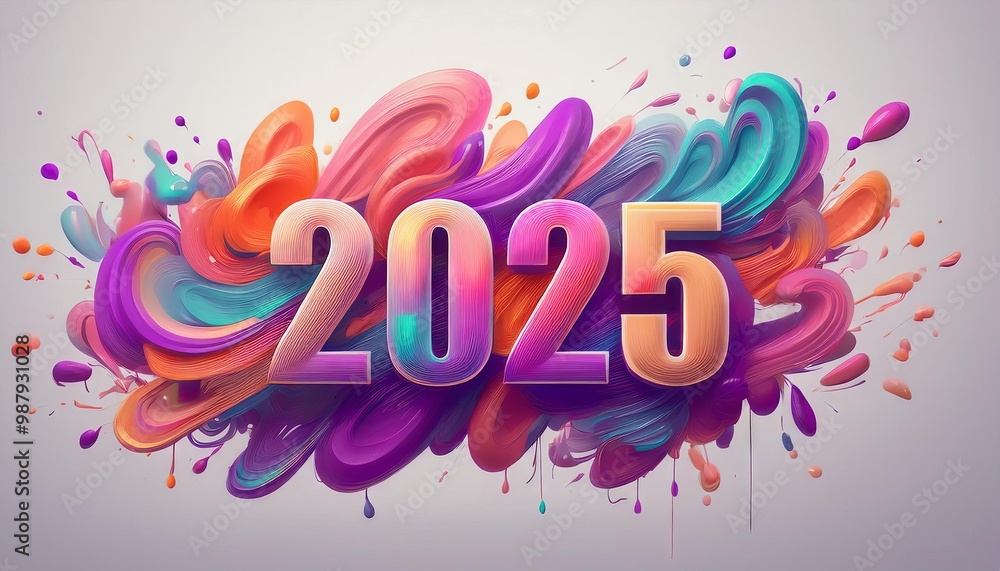 Obraz premium COLORFUL 2025 3D TEXT 