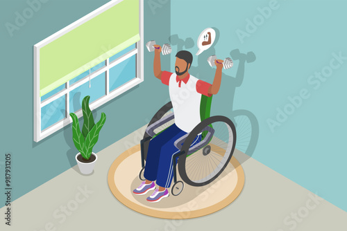 3D Isometric Flat Vector Illustration of Resilience And Strength, Boost Strength and Motivation