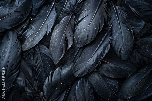 black feathers background. place for text