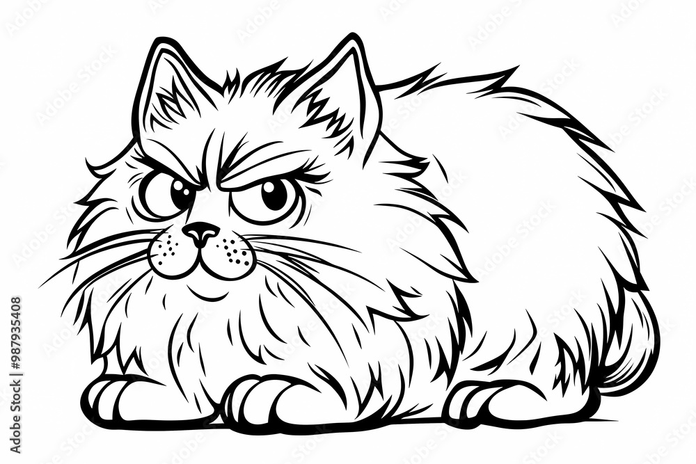 Obraz premium Adorable cat coloring page for children, perfect for creative stock illustrations.