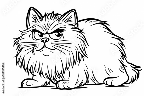  Adorable cat coloring page for children, perfect for creative stock illustrations.