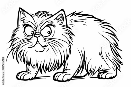  Adorable cat coloring page for children, perfect for creative stock illustrations.