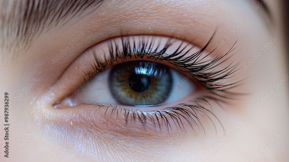 Obraz premium close up of a female eye with eyelashes