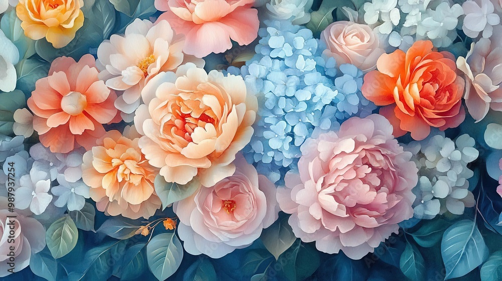 A vibrant bouquet of colorful flowers in soft pastels, perfect for adding a touch of elegance to any design project. A vibrant bouquet of colorful flowers in soft pastels, perfect for adding a touch of elegance to any design project.