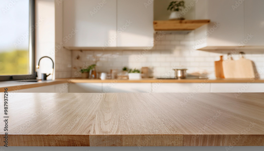 Elegance white marble kitchen tabletop with copy space over blurred white kitchen in background
Elegance white marble kitchen tabletop with copy space over blurred white kitchen in background