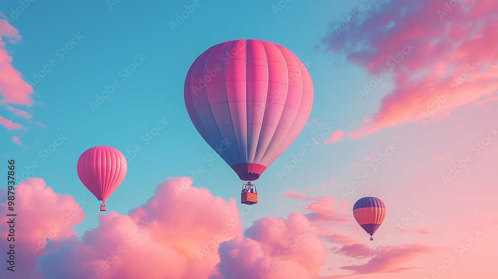 pink hot air balloon in sky pink hot air balloon in sky