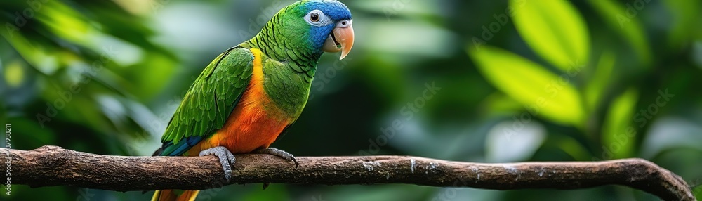 A vibrant parrot perched on a branch, showcasing bright colors amidst lush green foliage, perfect for wildlife and nature enthusiasts. A vibrant parrot perched on a branch, showcasing bright colors amidst lush green foliage, perfect for wildlife and nature enthusiasts.