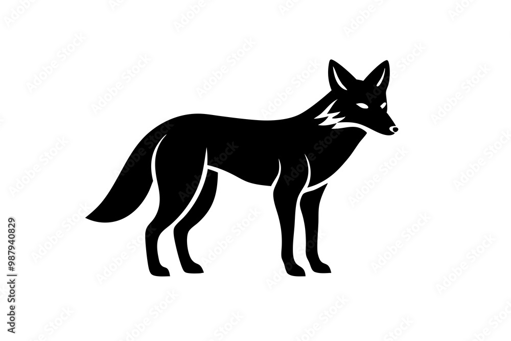 Fototapeta premium fox silhouette isolated on white