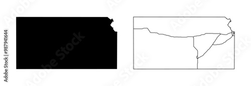 Kansas State Border With Interstate Highway Lines