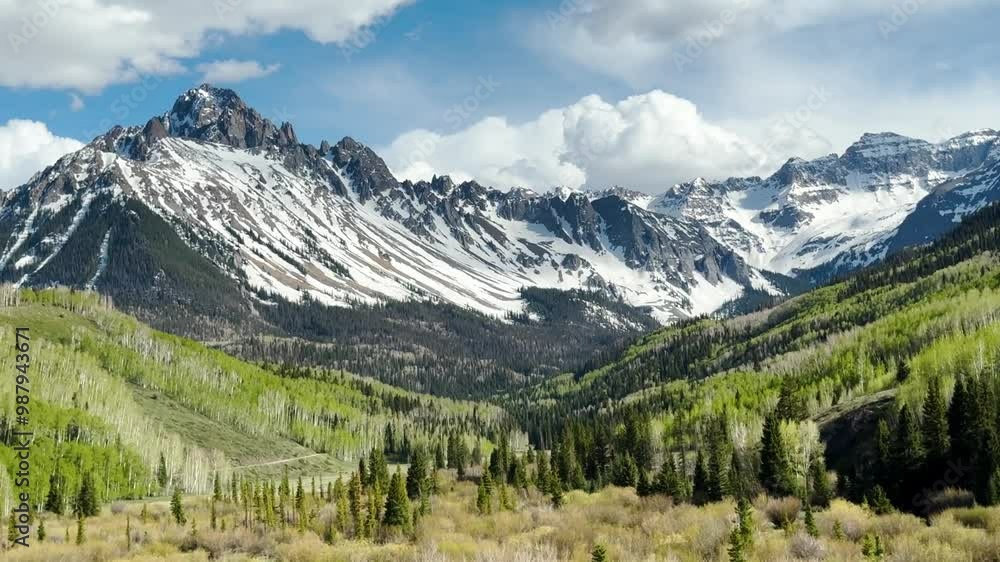 Flyover of the San Juan Mountains during spring in Colorado Flyover of the San Juan Mountains during spring in Colorado