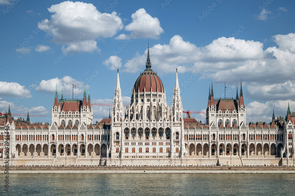 Fototapeta premium The Hungarian Parliament Building (Parliament of Budapest), the seat of the National Assembly of Hungary, a notable landmark of Hungary