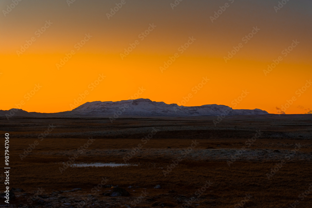 Spectacular sunrise over the wild and desolate lands of Iceland Spectacular sunrise over the wild and desolate lands of Iceland