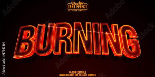 Burning editable text effect, customizable hot and fire 3d font style