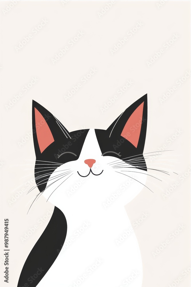 a cat smiling and wink, minimalist design illustration a cat smiling and wink, minimalist design illustration