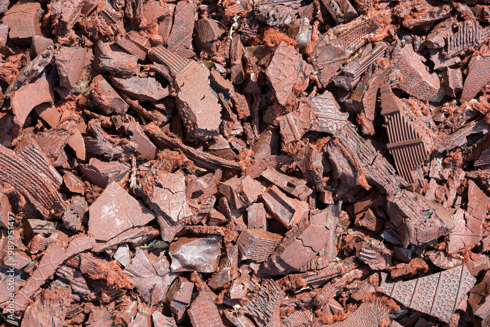 Detailed patterns of red rubber mulch groundcover Detailed patterns of red rubber mulch groundcover