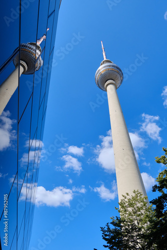 Photography Berlin (Germany) - August: panorama of the Alexanderplatz in Berlin against blue sky