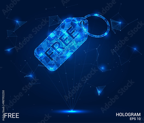 Hologram free. Free made of polygons, triangles, dots, and lines. Low-poly free structure of connections. Technology concept vector.