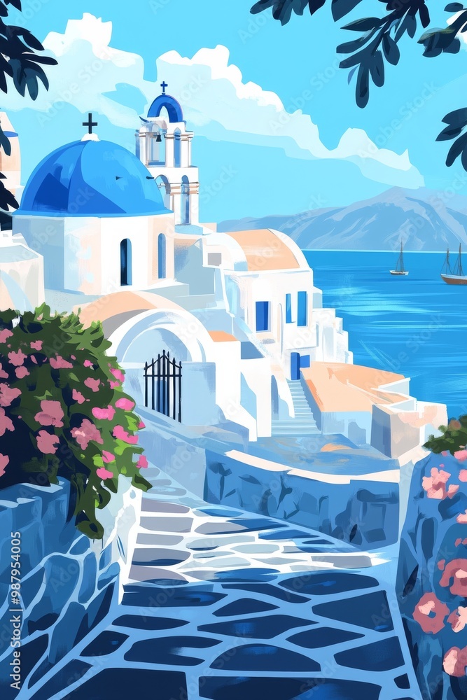 Naklejka premium greek holiday themed background vector illustration poster 